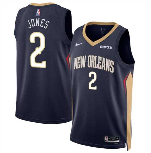 Mens New Orleans Pelicans #2 Herb Jones Navy 2024 Icon Edition Stitched Basketball Jersey Dzhi->new orleans pelicans->NBA Jersey